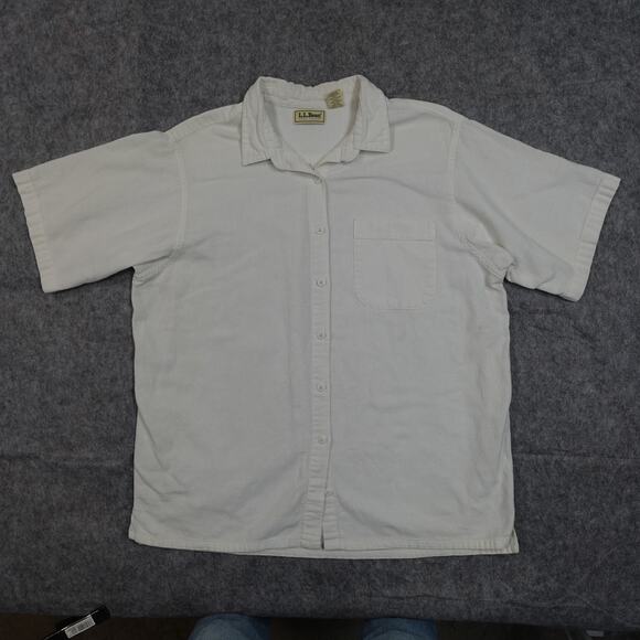 Vintage L.L. Bean Top Womens Extra Large Cool Weave 80s Button Front USA White - Picture 1 of 8